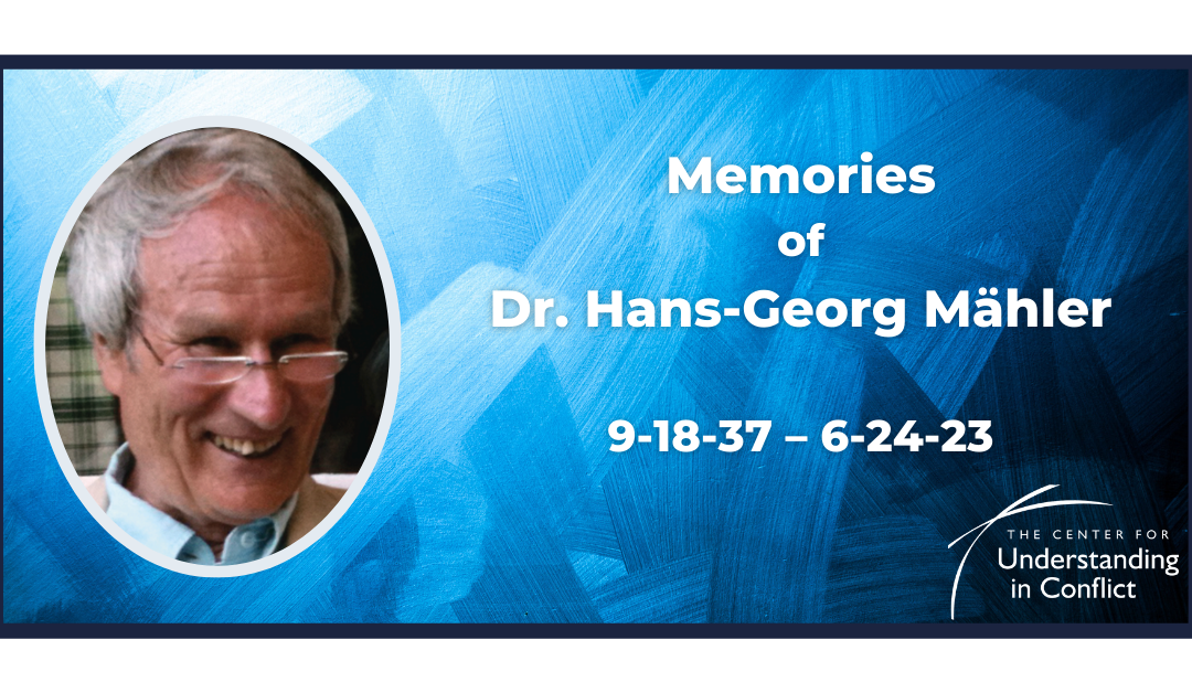 Memories of Dr. Hans-Georg Mähler